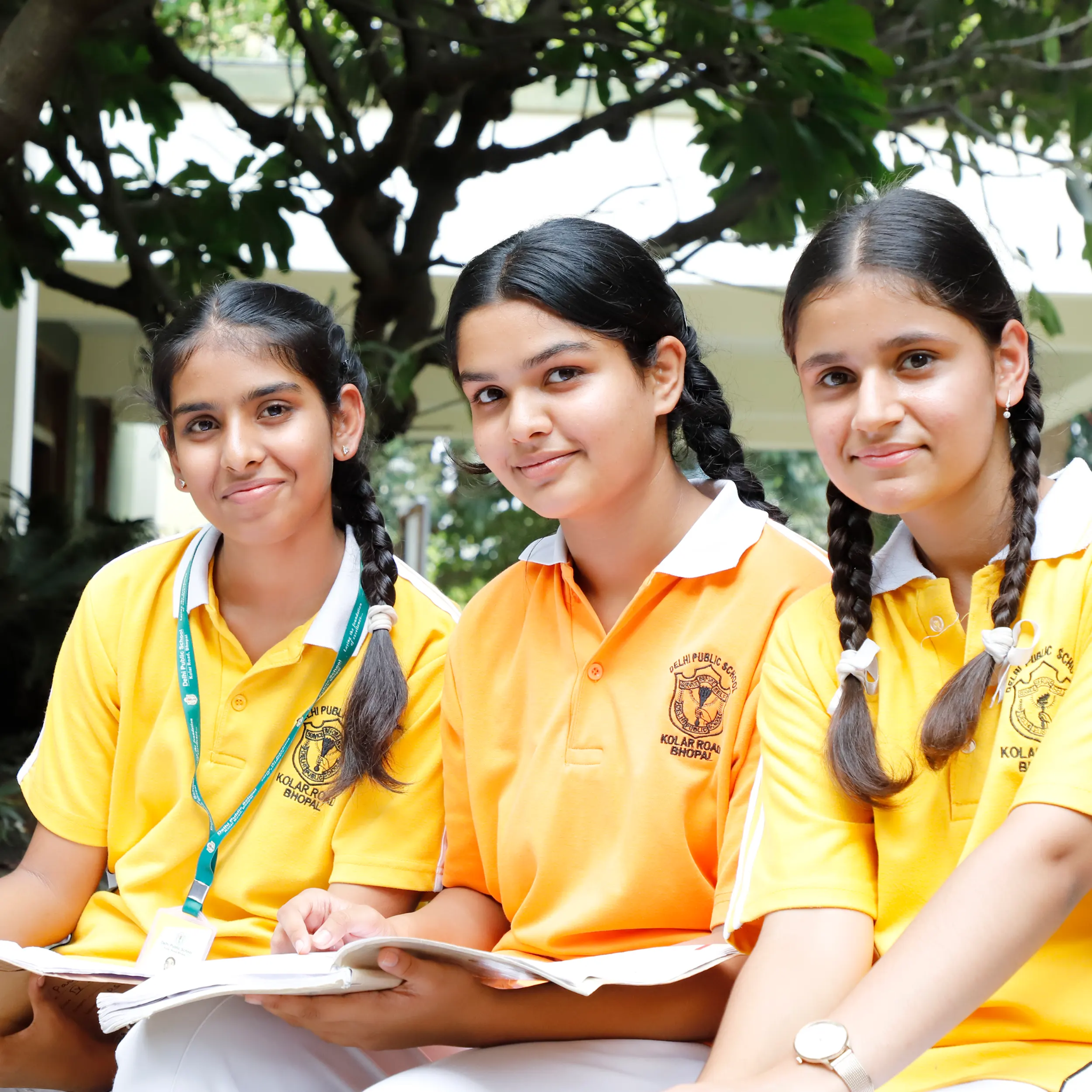 Students learning at school desks